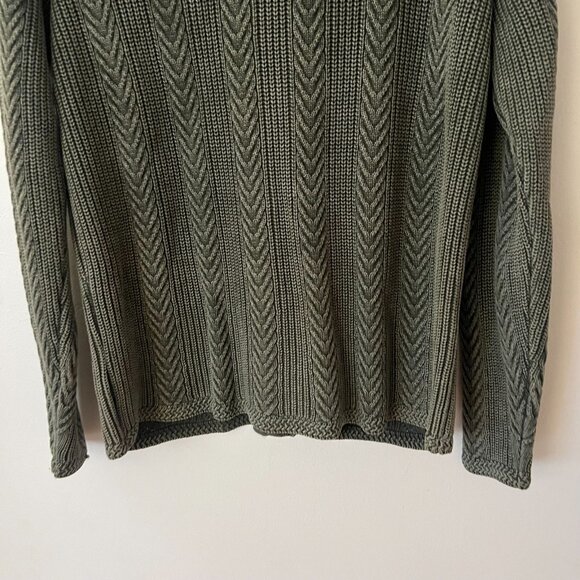 Carbon2Cobalt Timberline Green Zip Up Cable Knit Cotton Cardigan Sweater Men's L - Picture 8 of 9